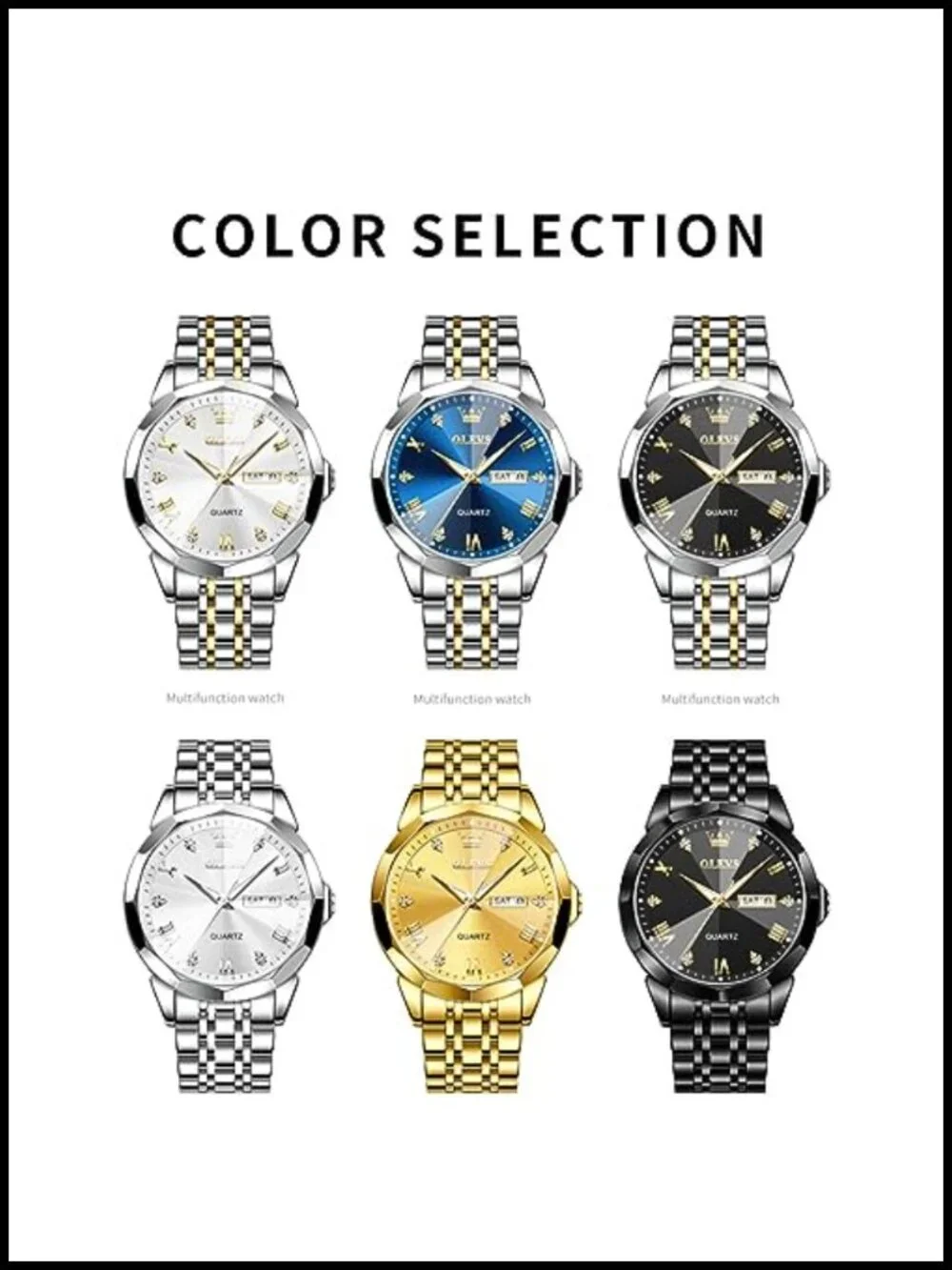 Men's Stainless Steel Luxury Big Face Quartz Dress Watch Roman Numeral Day Date